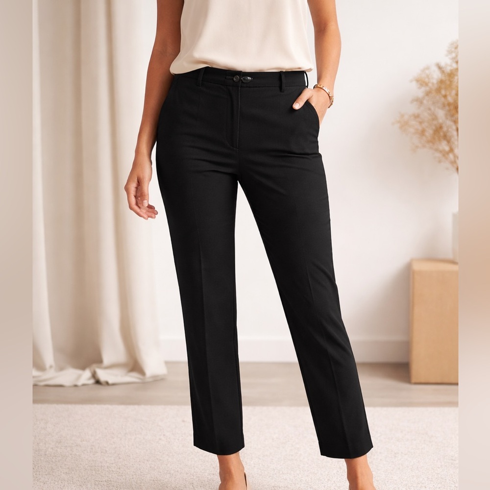 Black Flared chino stretch Pants size 4 by How & Wen